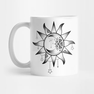 Celestial moon and sun mandala design Mug